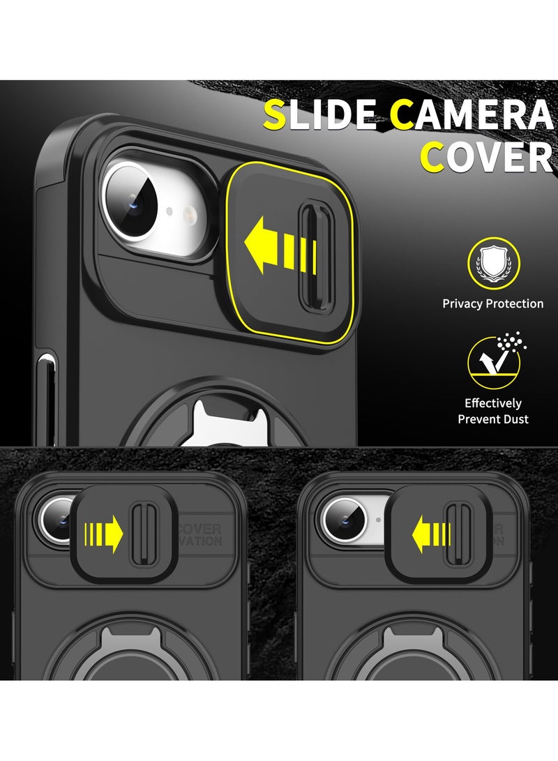 عام غطاء آيفون 16 إي - مقاوم عالي الجودة للصدمات والسقوط مع حامل حلقي مغناطيسي دوّار مدمج، مصنوع من TPU وPC متين، غطاء واقي لآيفون 16 إي (6.1 بوصة 2025) - Image 2