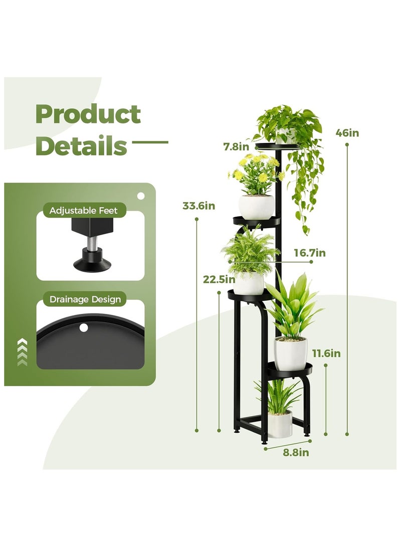 NANAO حامل نباتات طويل داخلي خارجي، حامل أصيص زهور معدني للزاوية لعدة نباتات، رف نباتات ثقيل 4 طبقات لشرفة الحديقة أو البلكونة أو غرفة المعيشة أو النوم - Image 3