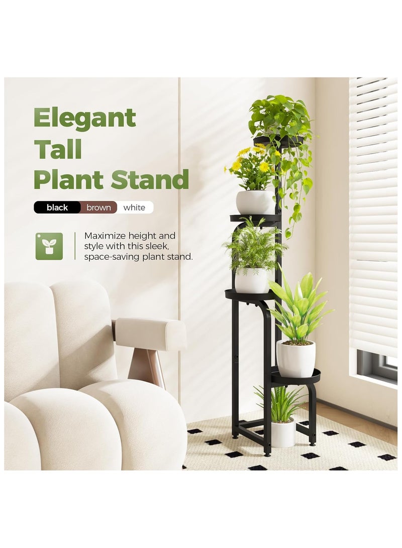 NANAO حامل نباتات طويل داخلي خارجي، حامل أصيص زهور معدني للزاوية لعدة نباتات، رف نباتات ثقيل 4 طبقات لشرفة الحديقة أو البلكونة أو غرفة المعيشة أو النوم - Image 2