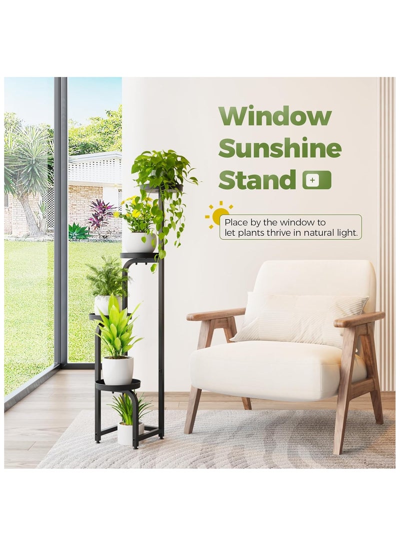 NANAO حامل نباتات طويل داخلي خارجي، حامل أصيص زهور معدني للزاوية لعدة نباتات، رف نباتات ثقيل 4 طبقات لشرفة الحديقة أو البلكونة أو غرفة المعيشة أو النوم - Image 5