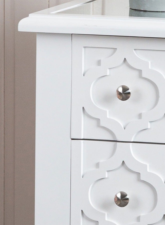 VANITY LIVING Chest of Drawers, 3 Drawers Marrakech Large White Wood and Mirrored Top Storage Cabinet, Bedside Drawer for Hallway, Bedroom & Living Room Furniture - Image 5