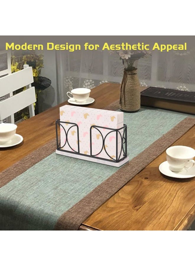 Winmien Napkin Holder with Marble Base, Freestanding Guest Towel Paper Dispenser for Table, Modern Metal Napkin Stand, Ideal for All Kitchen Bathroom Vanity, Kitchen Decor Accessories (Matte Black) - Image 2
