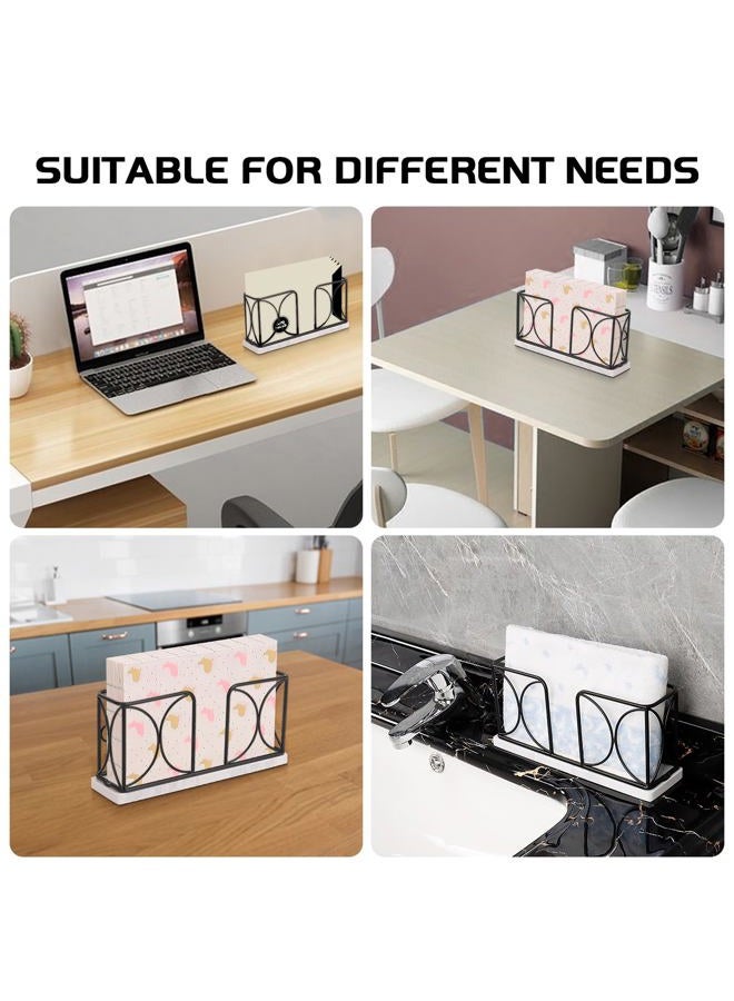 Winmien Napkin Holder with Marble Base, Freestanding Guest Towel Paper Dispenser for Table, Modern Metal Napkin Stand, Ideal for All Kitchen Bathroom Vanity, Kitchen Decor Accessories (Matte Black) - Image 5