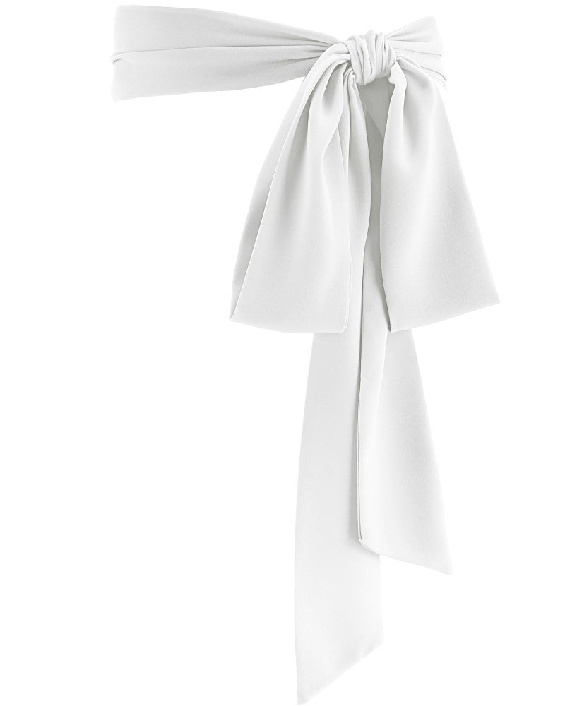 Glitopper Women Chiffon Sash Belt Dress Sash Waist Bridal Wedding Belt 50s Accessories 3'' Wide(White,Classic Style) - Image 1