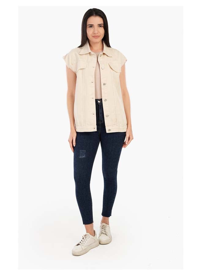 Carina Raw Hem Denim Vest  - Image 5