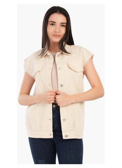Carina Raw Hem Denim Vest  - Image 1