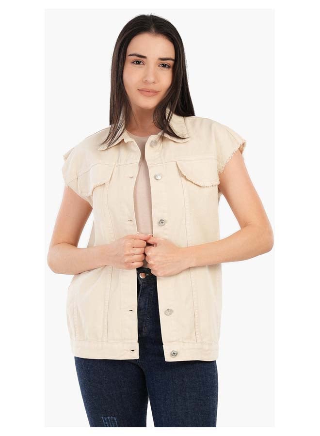 Carina Raw Hem Denim Vest  - Image 1