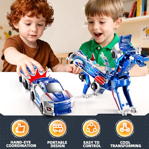 KIZONLY Collision Transforming Dinosaur Car Toy 2 in 1 Magnet Cars Transform into Dinosaur Toys Fun Robot Dinosaur Toy Cars Birthday Gift for Kids Boys Girls Age 46 612 Year Old - Image 5
