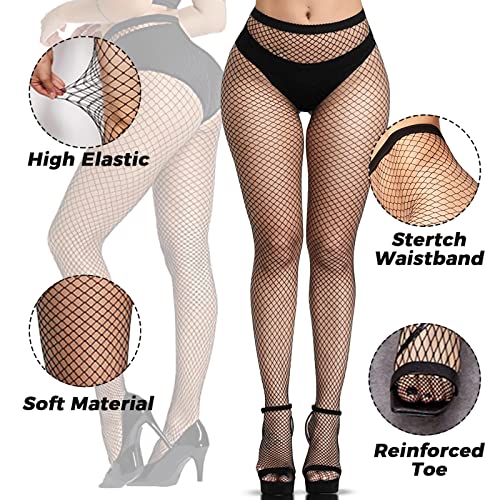 Buauty 3 pcs black fishnet stockings for women, fishnet tights plus size one size fit all - Image 2