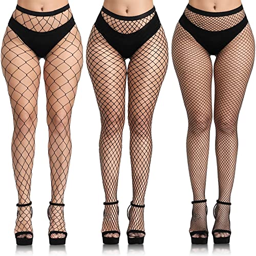 Buauty 3 pcs black fishnet stockings for women, fishnet tights plus size one size fit all - Image 4