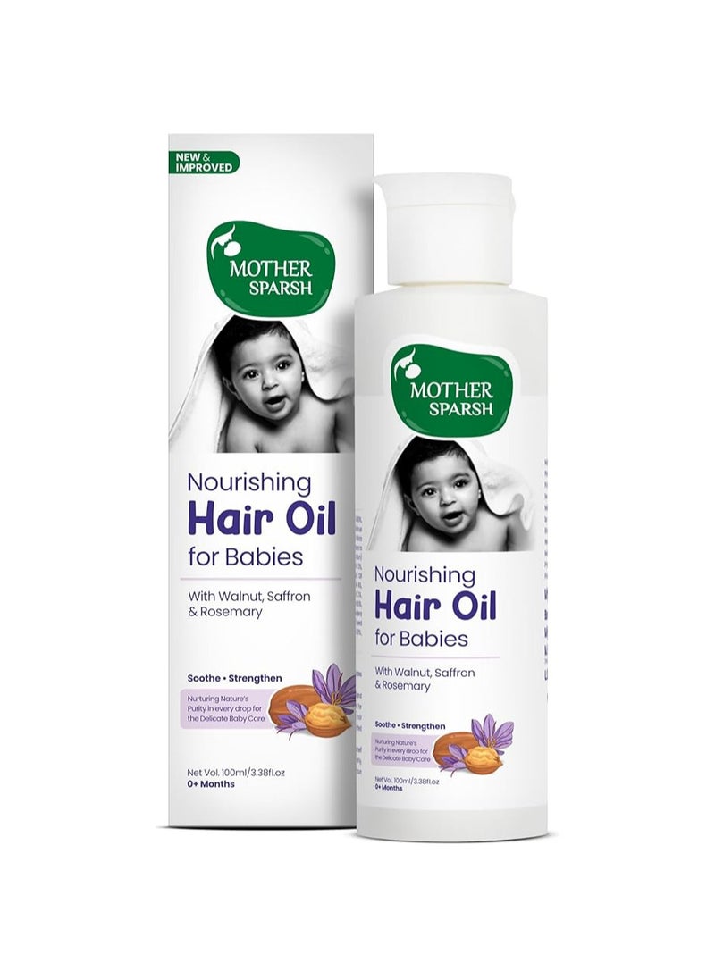 Mother Sparsh Mother Sparsh Nourishing Baby Hair Oil | Soothe & Nourishes Delicate Baby Scalp | Suitable Hair Oil for Newborns | Paraben Free, Sulphate Free- 100ml  - Image 1