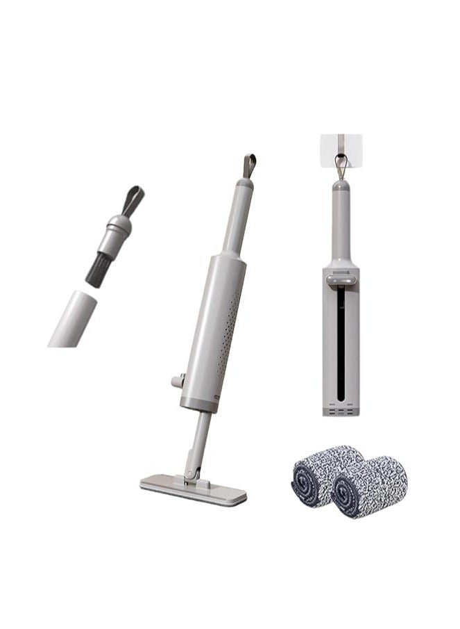 Mini Mop Portable，Short Handle Mop，Desktop Cleaning Mop with Crevice Cleaning Brush,Silicone Squeegee and 2 Reusable Microfiber Pads for Bathroom Kitchen - Image 1
