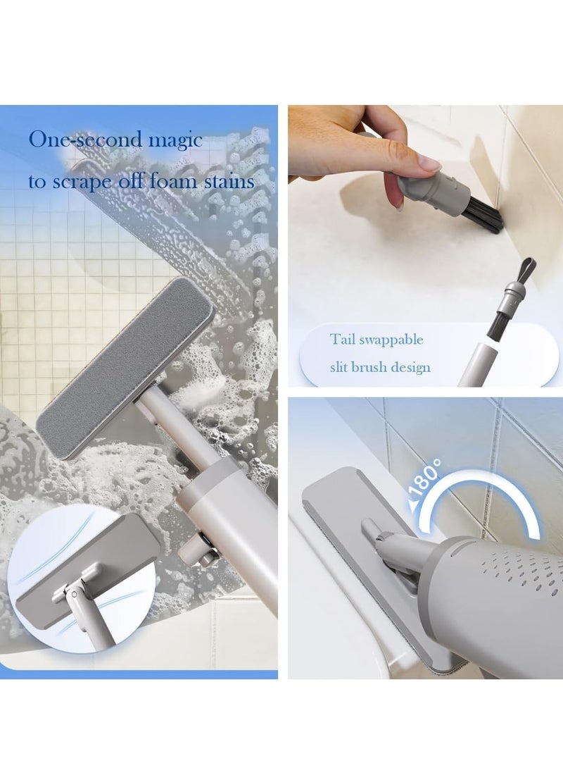 Mini Mop Portable，Short Handle Mop，Desktop Cleaning Mop with Crevice Cleaning Brush,Silicone Squeegee and 2 Reusable Microfiber Pads for Bathroom Kitchen - Image 4