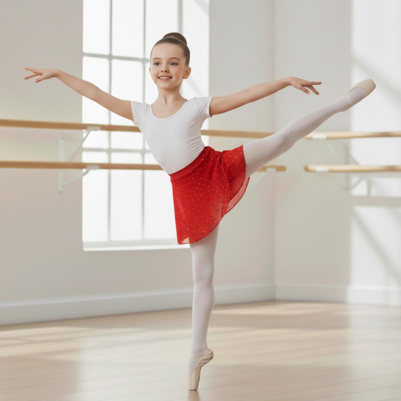 Gogokids Girls Dance Ballet Skirt, 3 Pack Tutu Skirts Fluffy Ballet Dress for Toddlers/Little Girls (130/6-7 Years) Red - Image 3