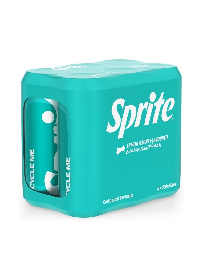 Sprite Lemon and Mint Carbonated Soft Drink Can Pack 6 x 330ml - Image 1