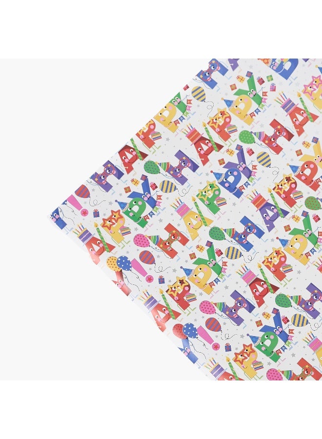 Findz Happy Birthday Print Paper Gift Wrap - 70x200 cms - Image 3