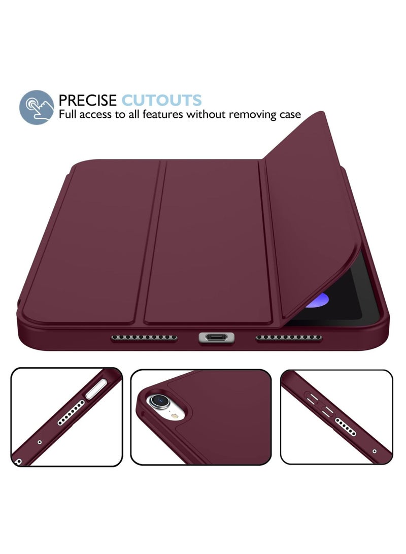 MIGOFAST IPad Mini 7 Case 2024  A17 Pro 8.3-Inch iPad Mini 7th Generation Case with Pencil Holder Trifold Stand Smart Case with Soft TPU Back Mehroon Red - Image 3