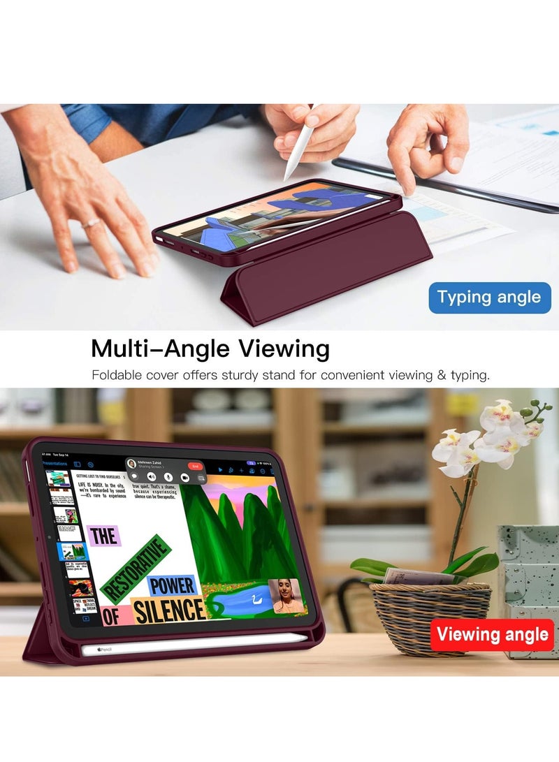 MIGOFAST IPad Mini 7 Case 2024  A17 Pro 8.3-Inch iPad Mini 7th Generation Case with Pencil Holder Trifold Stand Smart Case with Soft TPU Back Mehroon Red - Image 4
