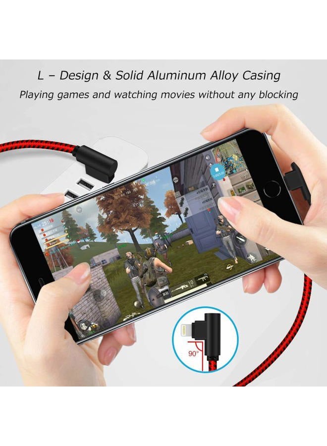 APFEN [3-Pack] 6FT/2M iPhone Gaming Charger Cable 90 Degree Elbow Game Video Watching Compatible with iPhone Xs Max/XS/XR/7/7Plus/X/8/8Plus/6S/6S Plus/SE (Black Red, 6FT) - Image 4