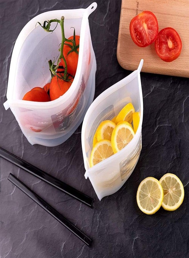 MOBDESK Reusable Food Storage Bags, Ziplock Food Storage Bag, Sandwich Bags, Lunch Snack Bags, Makeup Travel Home Organization Freeze Organizer Vegetables Bag Fruits Pouches Pack of 4 - Image 2