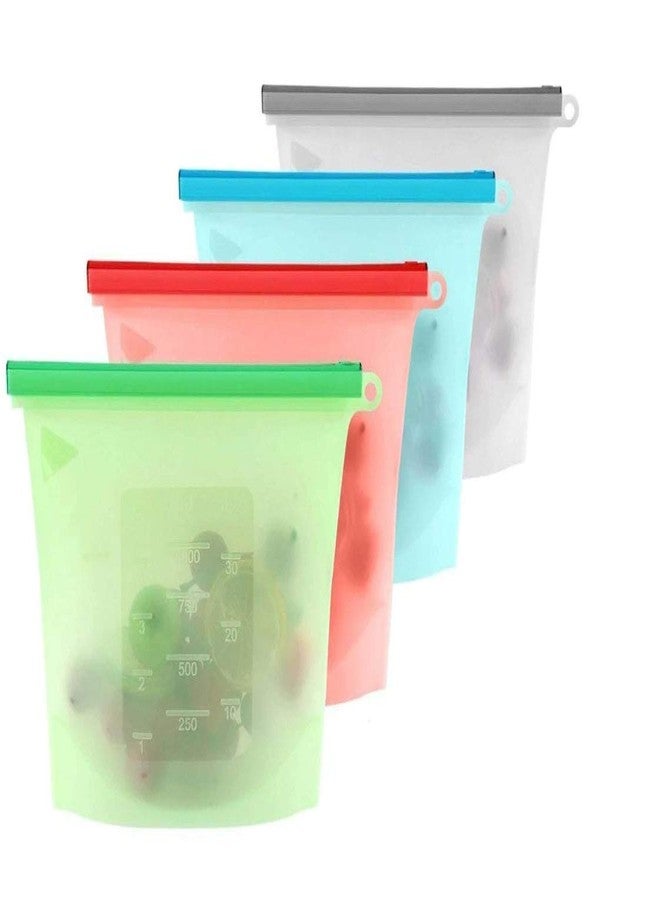 MOBDESK Reusable Food Storage Bags, Ziplock Food Storage Bag, Sandwich Bags, Lunch Snack Bags, Makeup Travel Home Organization Freeze Organizer Vegetables Bag Fruits Pouches Pack of 4 - Image 1