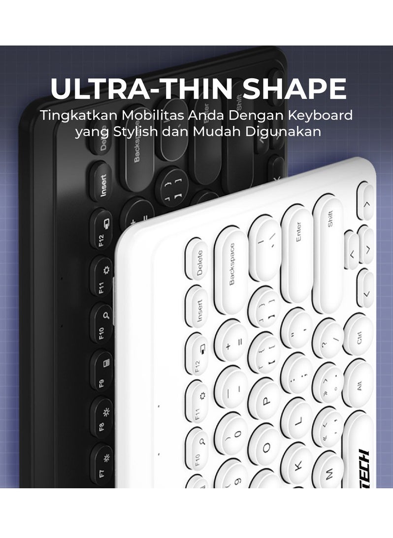 جيرتك - لوحة مفاتيح Jertech DK500 USB صغيرة صامتة، لوحة مفاتيح سلكية مريحة للمكتب - 78 غطاء مفاتيح مستدير نحيف - العربية والإنجليزية | وردي - Image 1