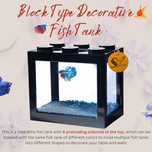 Sage Square Betta Fish Tank – Perfect for Small Spaces, Sturdy, Stylish Design for Beginners & Experienced Fish Keepers, Easy Maintenance Aquarium for Betta Fish, Ideal for Home, Office (Pack of 3) - Image 3