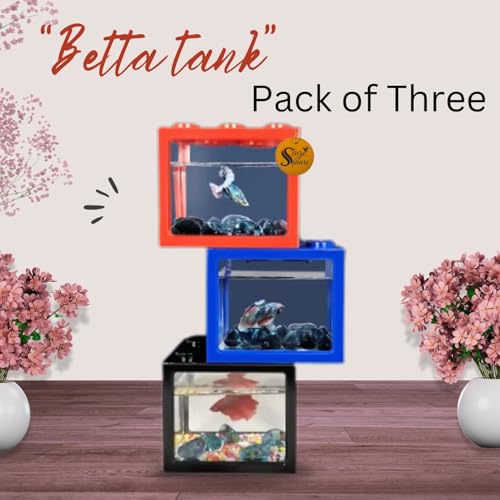 Sage Square Betta Fish Tank – Perfect for Small Spaces, Sturdy, Stylish Design for Beginners & Experienced Fish Keepers, Easy Maintenance Aquarium for Betta Fish, Ideal for Home, Office (Pack of 3) - Image 4