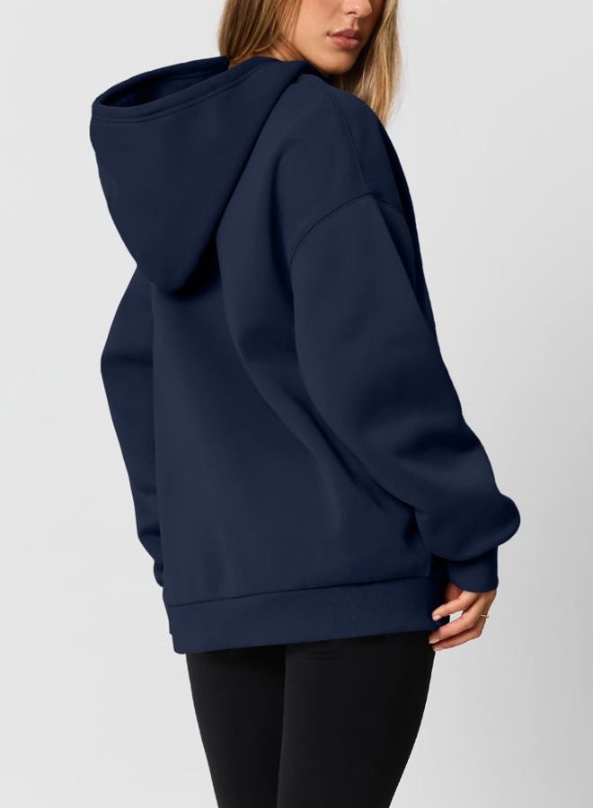 AUTOMET Womens Oversized Hoodies Fleece Sweatshirts Fall Fashion 2025 Pullover Winter Clothes Outfits, Navy, S - Image 4