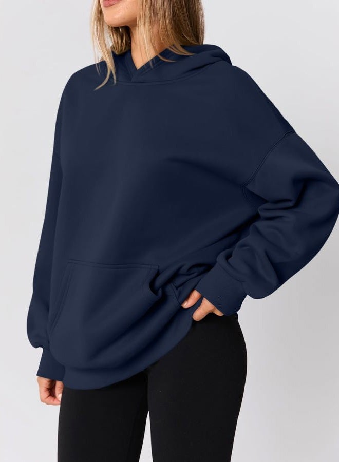 AUTOMET Womens Oversized Hoodies Fleece Sweatshirts Fall Fashion 2025 Pullover Winter Clothes Outfits, Navy, S - Image 3