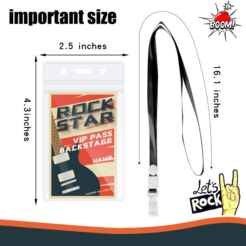 DLUGOPIS 10 Pices rock star party Badge Music Party Decorations Lanyards Rock and Roll Supplies Theme for Party Decoration - Image 2