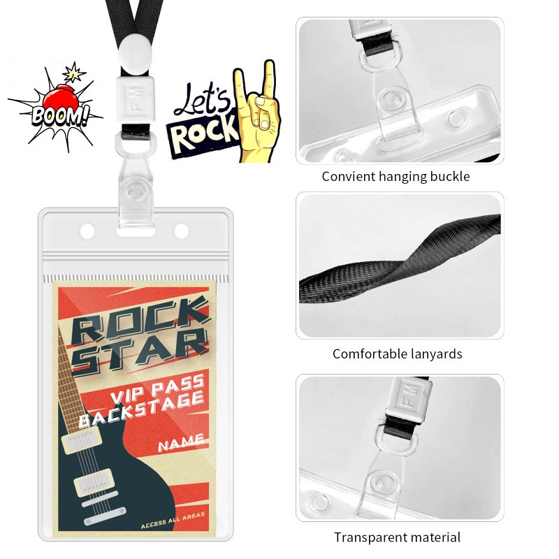 DLUGOPIS 10 Pices rock star party Badge Music Party Decorations Lanyards Rock and Roll Supplies Theme for Party Decoration - Image 4
