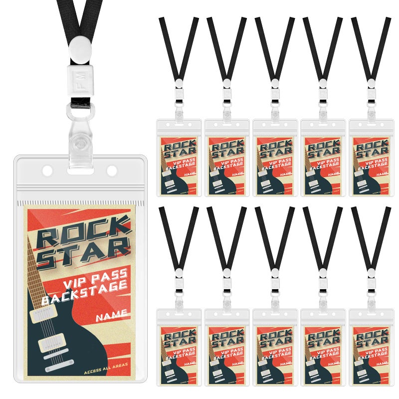 DLUGOPIS 10 Pices rock star party Badge Music Party Decorations Lanyards Rock and Roll Supplies Theme for Party Decoration - Image 1