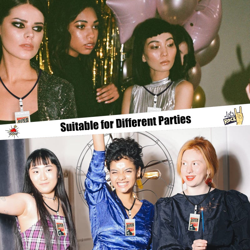 DLUGOPIS 10 Pices rock star party Badge Music Party Decorations Lanyards Rock and Roll Supplies Theme for Party Decoration - Image 3