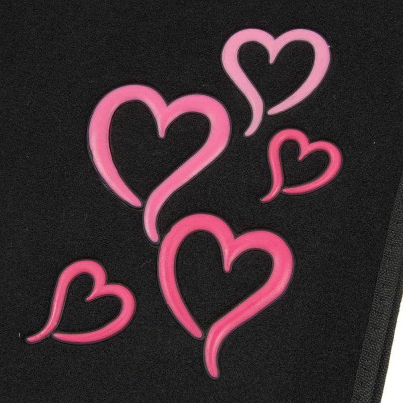 BDK MT-403-PK Design Carpet Car Floor Mats Set with Rubber Backing - Pink and Red Hearts - Image 4