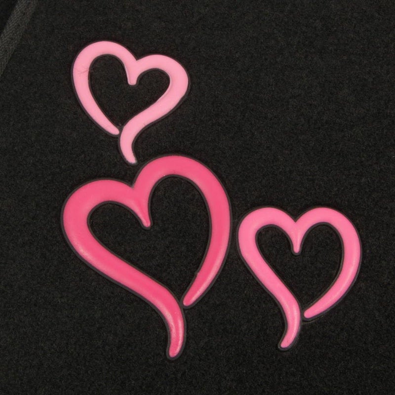 BDK MT-403-PK Design Carpet Car Floor Mats Set with Rubber Backing - Pink and Red Hearts - Image 3