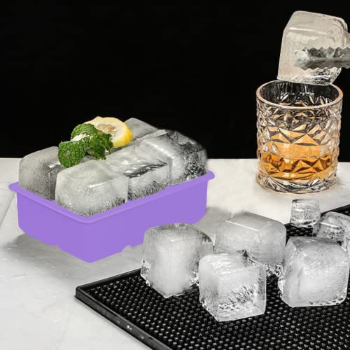 ROTTAY Ice Cube Trays (Set of 2), Sphere Ice Ball Maker with Lid & Large Square Ice Cube Maker for Whiskey, Cocktails and Homemade, Keep Drinks Chilled Purple - Image 4