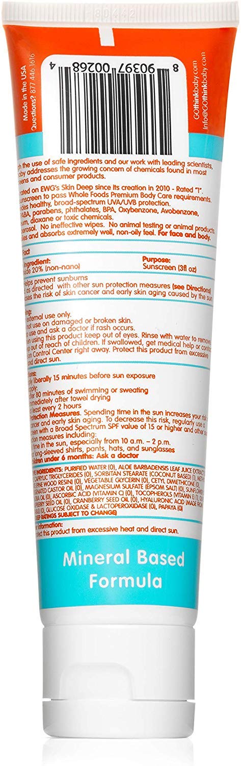 Thinkbaby - SPF 50+ Braod Spectrum Organic Sunscreen - 3 oz - 2 pack - Image 2