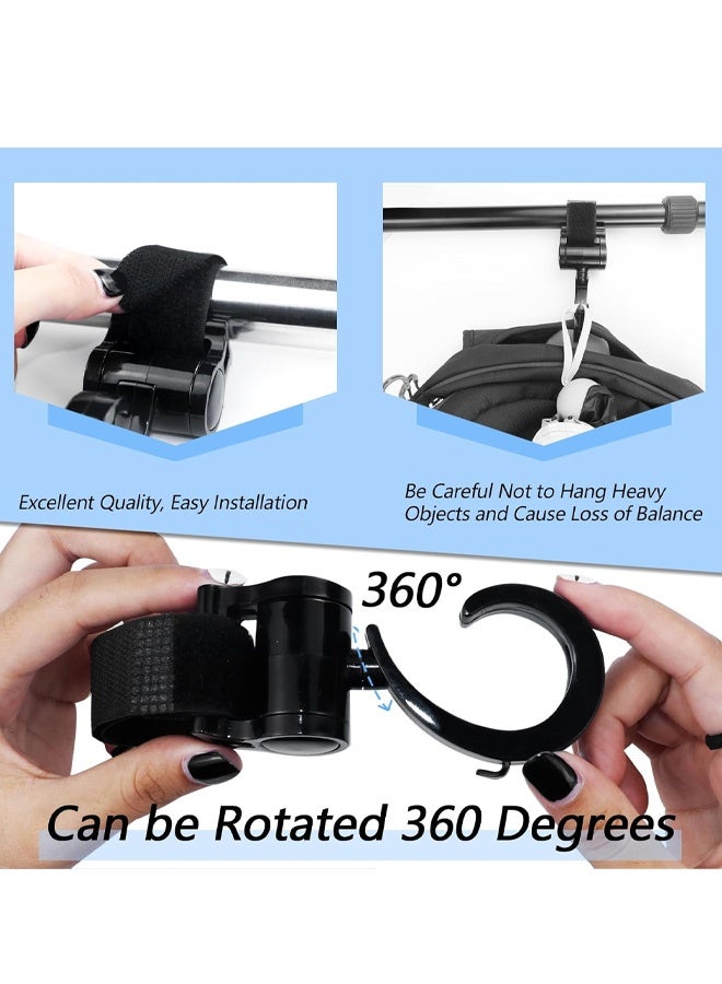 2 PCS Walker Hook Hanging, 360° Rotation Multipurpose Stroller Hooks for Hanging Diaper Bags, Baby Stroller Wheelchair Hanger Clip Accessories, for Walker, Shopping Cart, Car Back Seat - Image 2