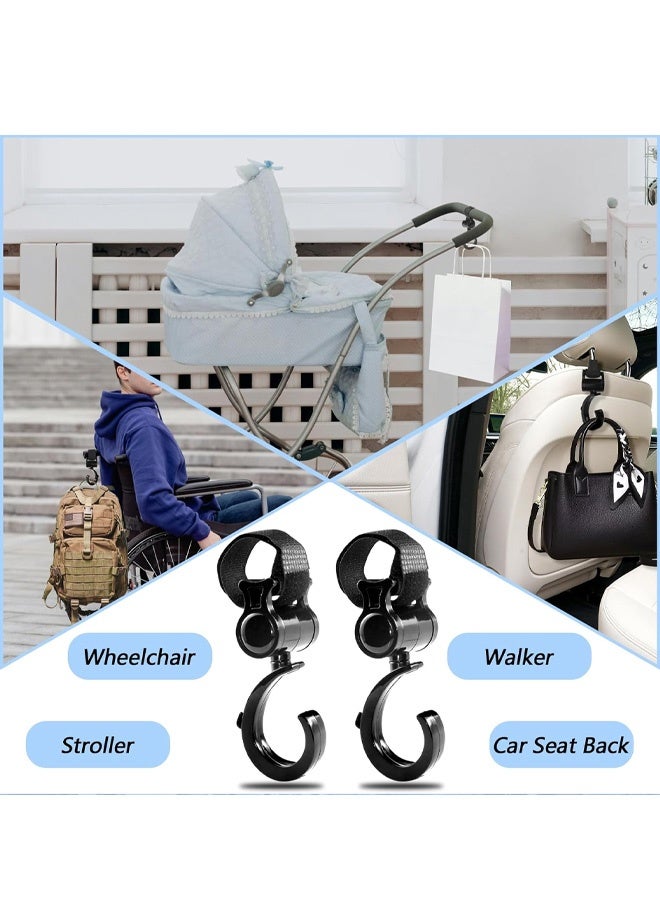 2 PCS Walker Hook Hanging, 360° Rotation Multipurpose Stroller Hooks for Hanging Diaper Bags, Baby Stroller Wheelchair Hanger Clip Accessories, for Walker, Shopping Cart, Car Back Seat - Image 5