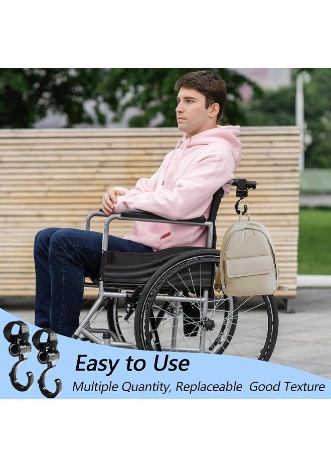 2 PCS Walker Hook Hanging, 360° Rotation Multipurpose Stroller Hooks for Hanging Diaper Bags, Baby Stroller Wheelchair Hanger Clip Accessories, for Walker, Shopping Cart, Car Back Seat - Image 4