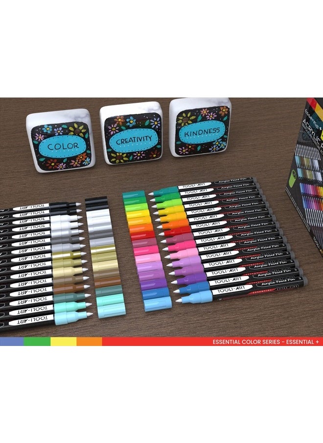 TOOLI-ART - Acrylic Paint Pens Assorted Vibrant Markers for Rock Painting, Canvas, Glass, Mugs, Wood, Fabric, Metal, Ceramics. Non Toxic, Quick Dry, Multi-Surface, Lightfast (EXTRA FINE) - Image 1