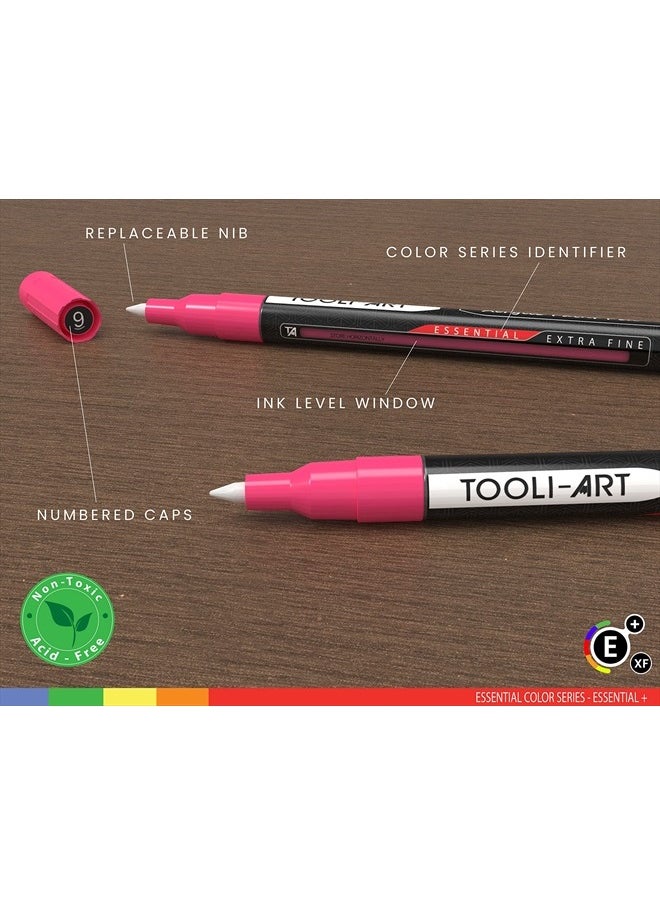 TOOLI-ART - Acrylic Paint Pens Assorted Vibrant Markers for Rock Painting, Canvas, Glass, Mugs, Wood, Fabric, Metal, Ceramics. Non Toxic, Quick Dry, Multi-Surface, Lightfast (EXTRA FINE) - Image 1