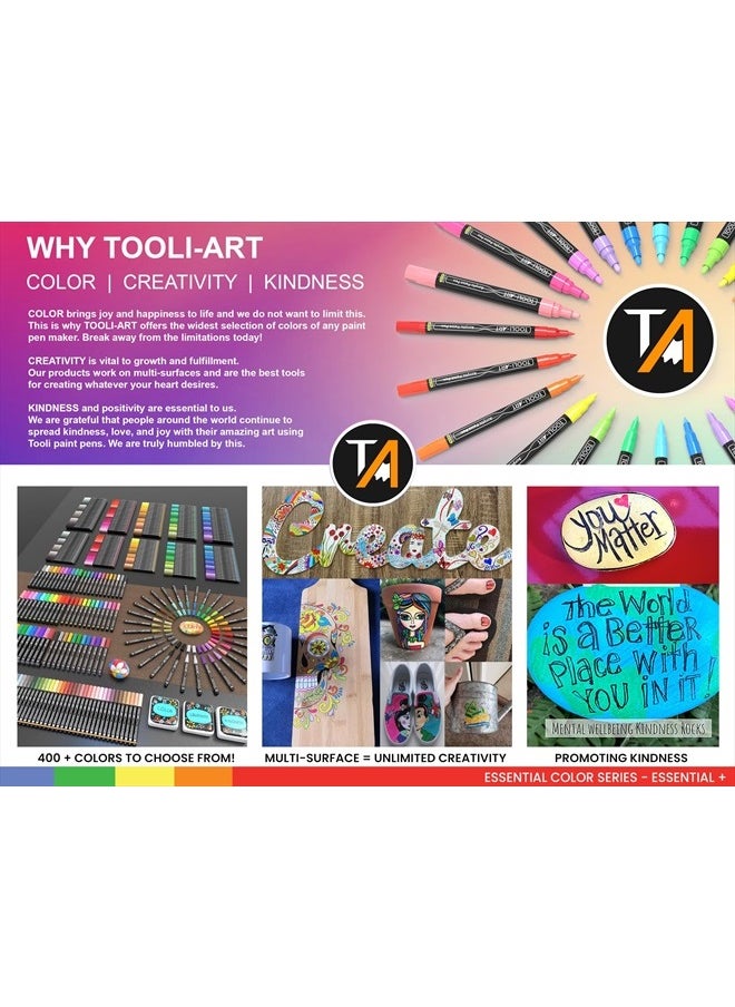 TOOLI-ART - Acrylic Paint Pens Assorted Vibrant Markers for Rock Painting, Canvas, Glass, Mugs, Wood, Fabric, Metal, Ceramics. Non Toxic, Quick Dry, Multi-Surface, Lightfast (EXTRA FINE) - Image 1