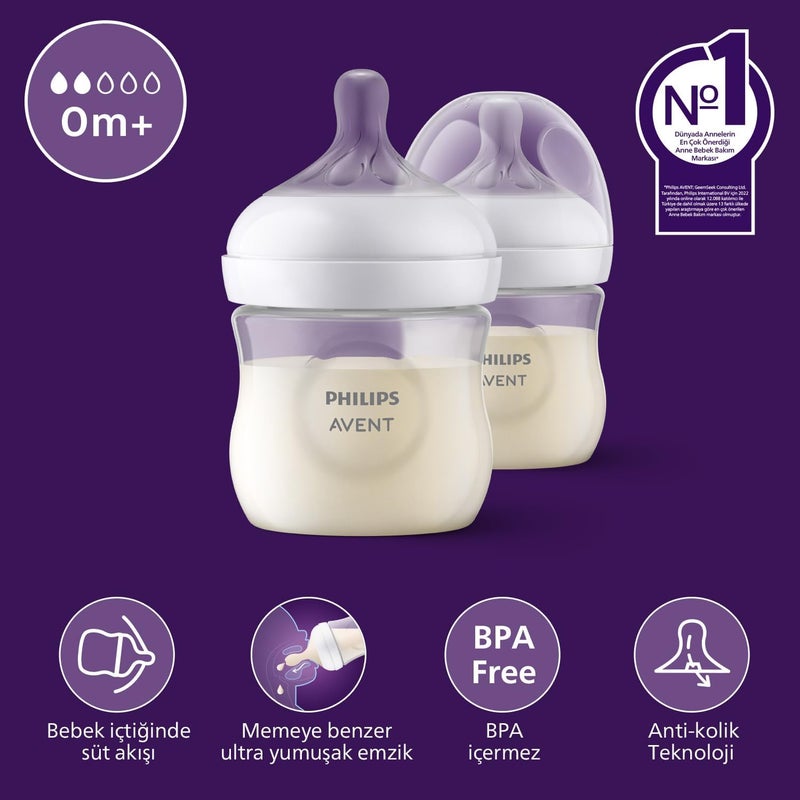 Avent Philips Avent Natural Response 125ml, 2 Baby Feeding Bottles, BPA Free Plastic - Image 5
