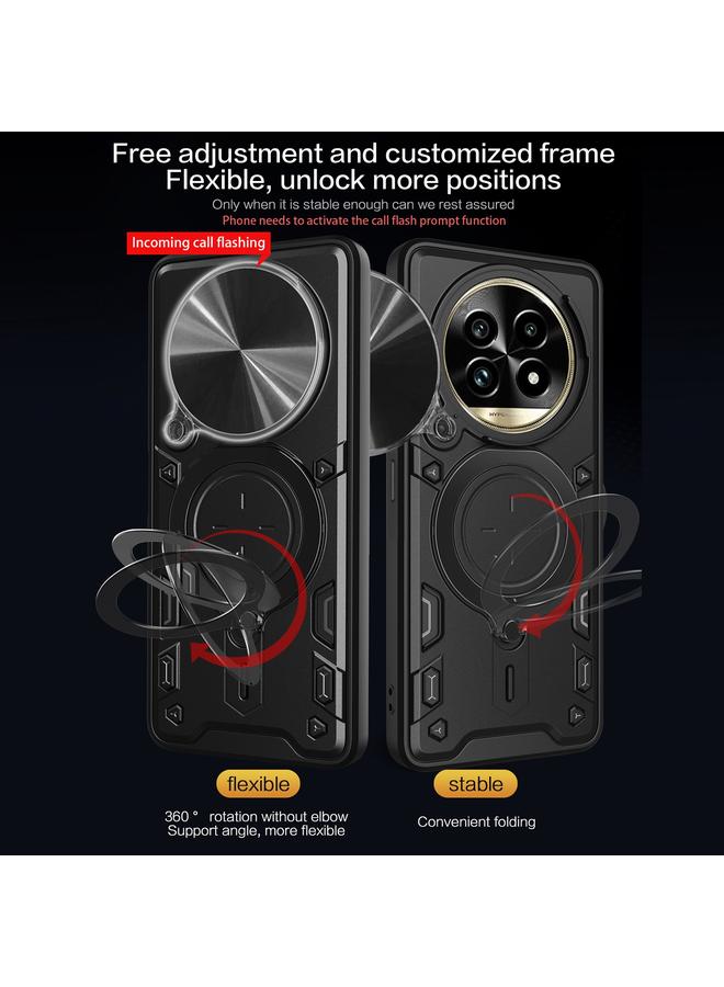 اس-توب جراب لهاتف Realme 13 Pro 5G / 13 Pro+ 5G CD Texture Sliding Camshield حامل مغناطيسي جراب هاتف - Image 5