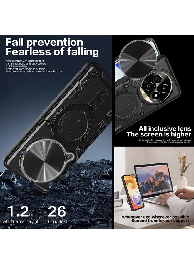 اس-توب جراب لهاتف Realme 13 Pro 5G / 13 Pro+ 5G CD Texture Sliding Camshield حامل مغناطيسي جراب هاتف - Image 4