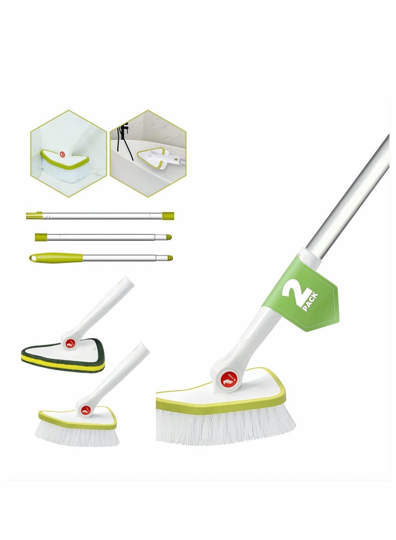 Barakah Cleaning Brush, 2 in 1 Tub Tile Scrubber Brush Sponge with 46'' Extendable Long Lightweight Handle, Rotatable Detachable Stiff Bristles Scrub Brush for Kitchen Shower Bathtub Floor - Image 1
