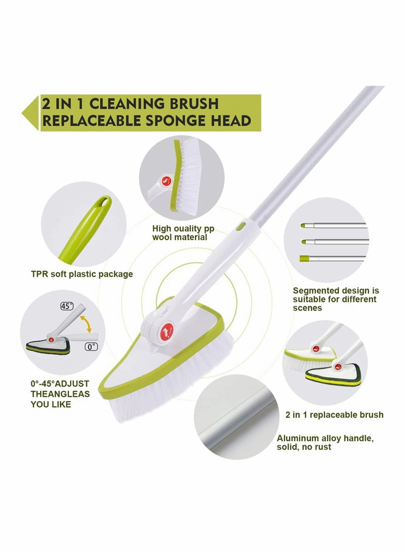Barakah Cleaning Brush, 2 in 1 Tub Tile Scrubber Brush Sponge with 46'' Extendable Long Lightweight Handle, Rotatable Detachable Stiff Bristles Scrub Brush for Kitchen Shower Bathtub Floor - Image 4