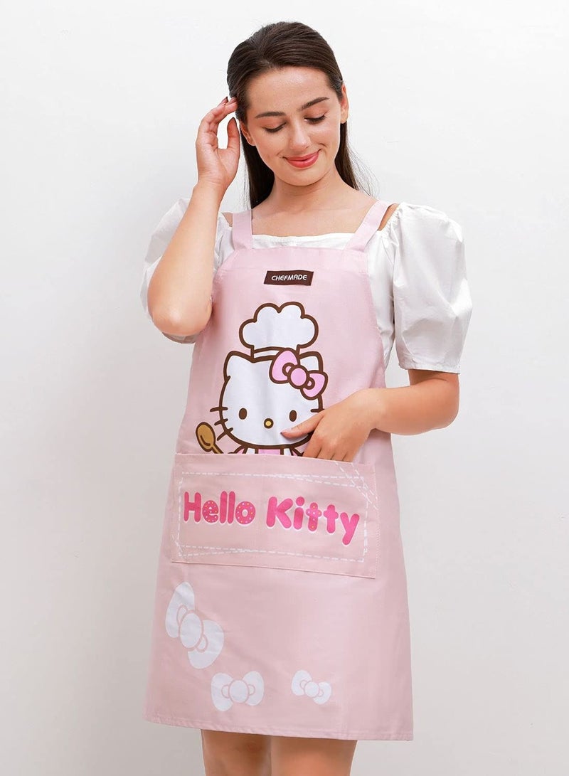 chefmade Hello Kitty 100% Cotton Apron Adjustable Cross Back Dress with 2 Pockets Kitchen Aprons - Image 3